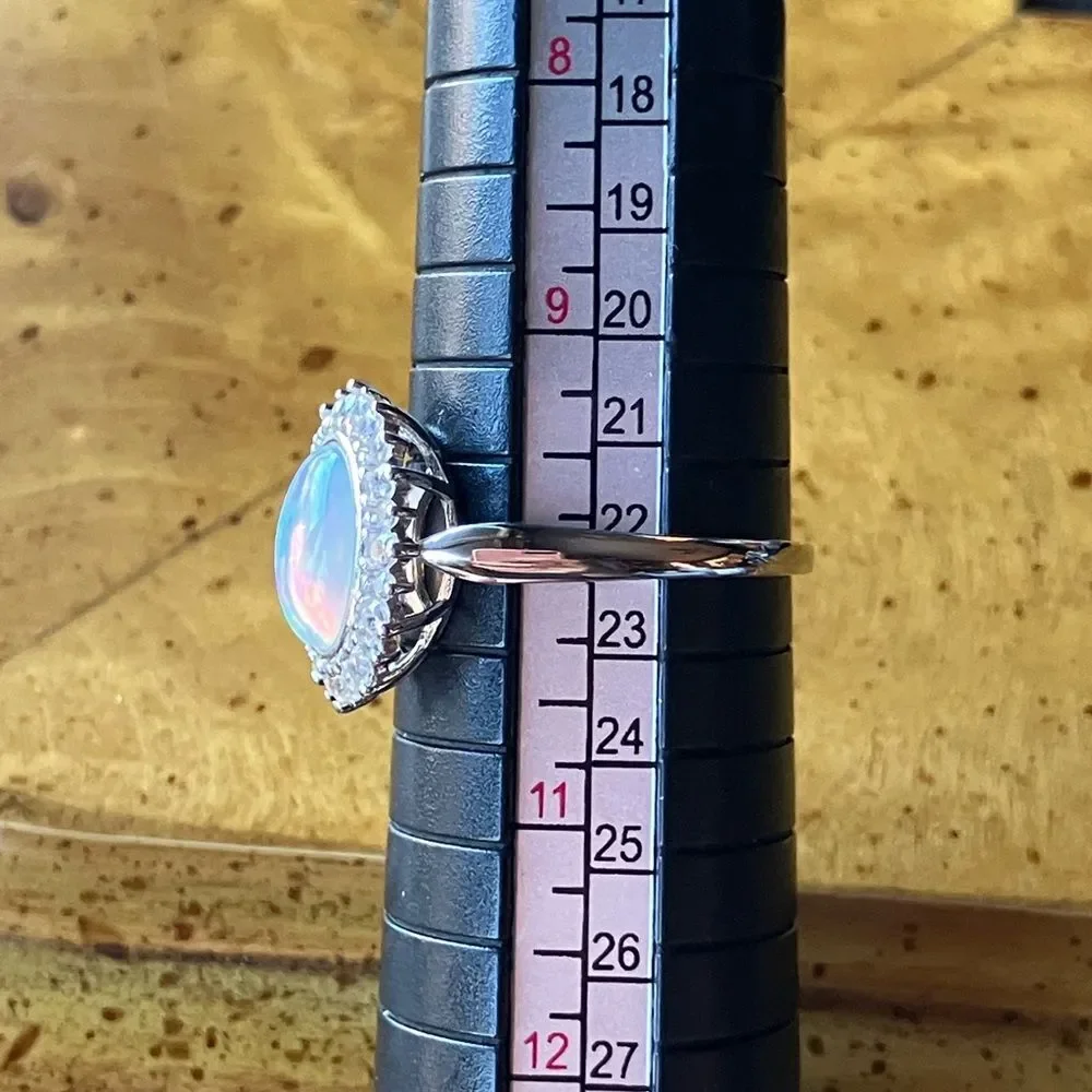 Natural Ethiopian Opal Sterling Silver Ring Size 10